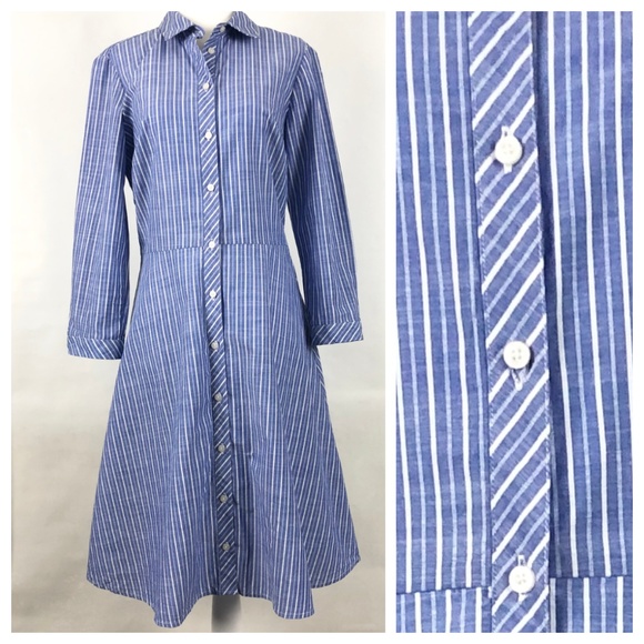 Blue Striped Shirt Dress - Picture 1 of 8